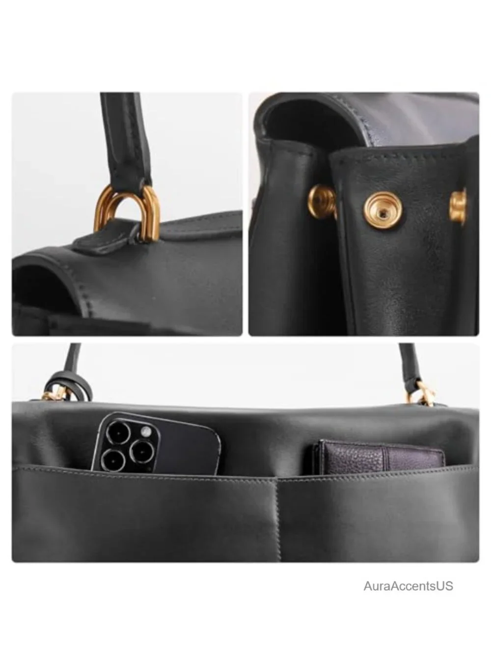 Genuine Leather Tote Bag Women's Handbag Top-Handle Satchel Shoulder Purse